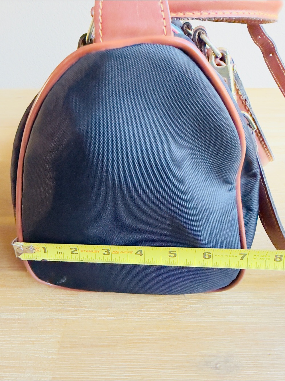 Vintage Lark Travel Purse Carry On Bag Leather Double Handles Shoulder Strap - Picture 14 of 16
